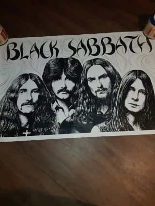 Vintage RARE Black Sabbath poster In Black and White.  RARE.  COLLECTABLE 2