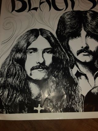 Vintage RARE Black Sabbath poster In Black and White.  RARE.  COLLECTABLE 3