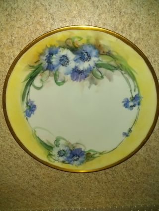Antique Bavaria Germany Hand - Painted Porcelain Cake Plate Dessert 8 1/4 " Flowers