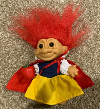 Snow White W/ Apple & Red Hair - Rare Vintage Russ Troll Doll - Fast