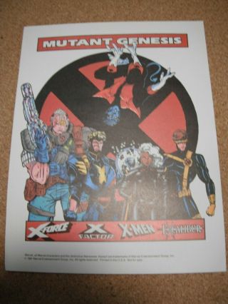 X - Men Mutant Genesis Promo Flyer (1991) 2 - Sided Rare 8.  5 " X 11 " Liefeld Jim Lee