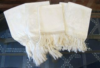 Antique Double Damask Unbleached Pure Linen Towel W Fringes Monogram Lz On 2