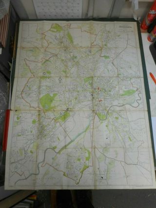 100 Large Nottingham City Folding Mapon Cloth By Geographia C1923