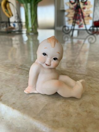 Darling Vintage Bisque Kewpie Baby Doll With Blue Wings/unique