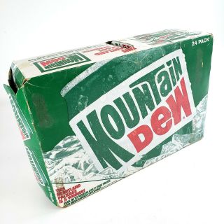Vintage 1990 Mountain Dew 12oz Can 24 Cardboard Pack With 24 Cans Rare