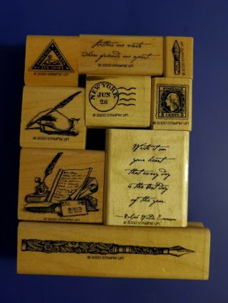 Stampin Up Letters To Friends Retired Rare Wood Mounted Stamp Set Nostalgic The