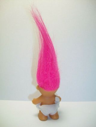 Vintage Russ Berrie Baby Troll In Diaper Pink Hair 3