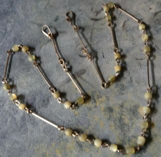 Antique Art Deco Mother Of Pearl Bead Gold Filled Wired Necklace - A83