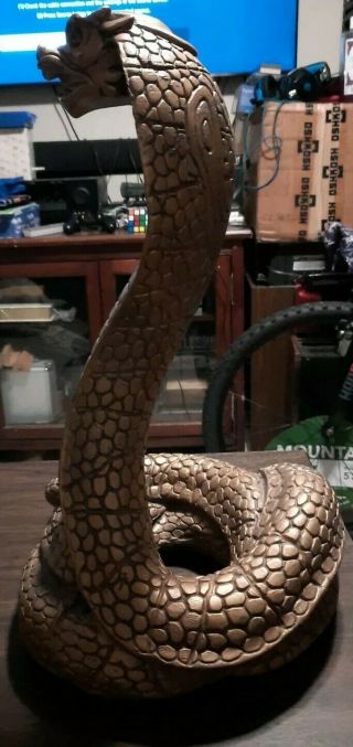 Rare vintage universal statuary corp 1967 - 442 hand carved king cobra statue 18 