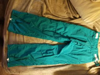 Snowboard Pants Serac Size 14 Vintage 90’s Zipper Sides Greenish Blue