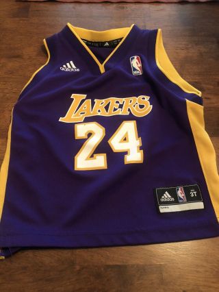 Rare Vtg Kobe Bryant 24 Los Angeles Lakers Adidas Purple Toddler Jersey Size 3t