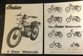 Vintage Indian Motorcycle Mini - Bike Sales Brochure Single Page 2 Sided (427)