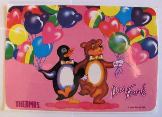 Rare Vintage Lisa Frank Large Sticker Sheet - Penguin Bear Balloon Thermos