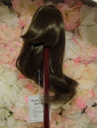Vintage Sz 7 Brown Doll Wig Long Hair & Bangs Imsco Wig