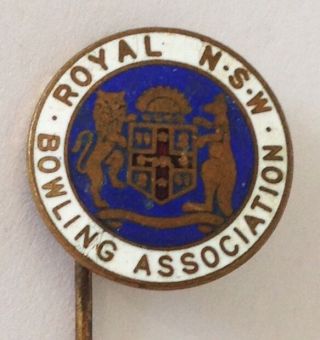 Royal Nsw Bowling Association Club Pin Badge Rare Vintage (l5)