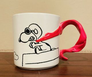 Snoopy Red Baron Flying Ace Scarf Handle Coffee Mug Hallmark Peanuts Rare