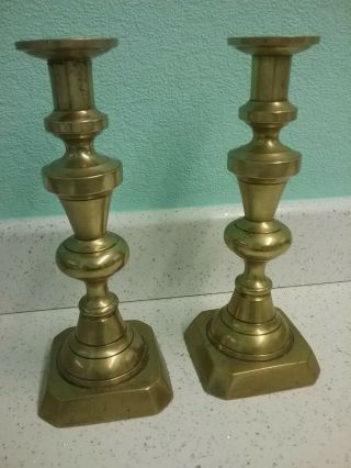 2 Antique Very Old Solid Brass Candlesticks.