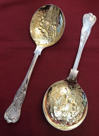 Vintage Sheffield Silver Plated Kings Pattern Serving Spoons C.  1950’s