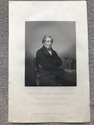 Henry William Wilson 1859 Antique Steel Engraving Lord Berners Rutland Print