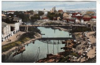 Early 1900 River Pskov Pleskau Harbour Antique Postcard Russia Russian