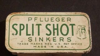 Vintage Pflueger Split Shot Sinkers Bulldog Tin Box Empty
