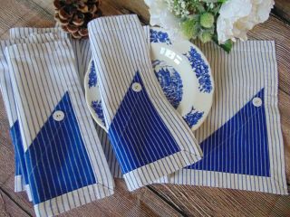 6 X True Vintage Choc Friesland - Design 100 Cotton China Blue Placemats -