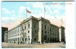 C.  1910 San Francisco United States Post Office,  Wagon,  Pedstrians Antique Postcard