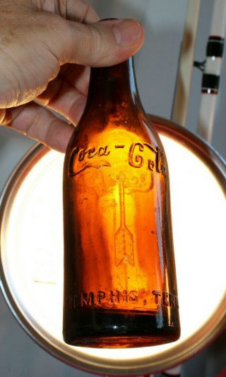 Rare Coca Cola S.  S.  Amber With Arrows Bottle " Memphis,  Tenn.  "