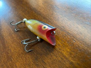 Vintage Heddon Tiny Lucky 13 Fishing Lure In Perch Color Topwater Crankbait