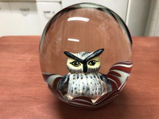 Vintage Extra Large 4 " Inch Bob St.  Clair Owl Art Glass Paperweight Rare