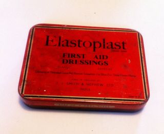 Small Antique Elastoplast First Aid Dressing Sticky Plaster Tin From England
