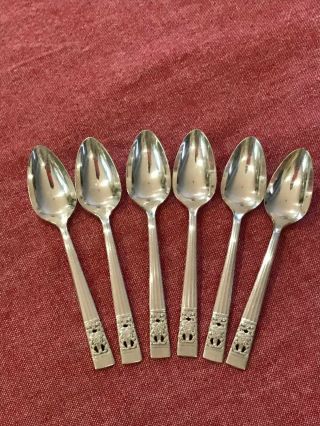 Good Set Of 6 Silver Plated Hampton Court / Coronation Coffee Tea Spoons 11.  25cm