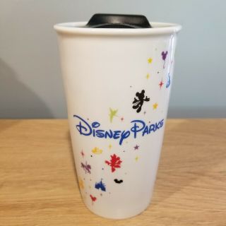 Retired Rare Disney Starbucks Theme Parks Coffee Ceramic 12oz Tumbler Cup & Lid