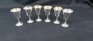 A Matching Set Of 6 Silver Plated Wine Goblets With Engraved Patterns.  1930.  S.