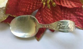 Imperial Silver Plate Baby Spoon Star Inscribed Baby 3.  5” Vintage Antique