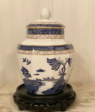 Rare Vintage Royal Doulton Booths Real Old Willow Octagon Ginger Jar 8 1/2 " 1981