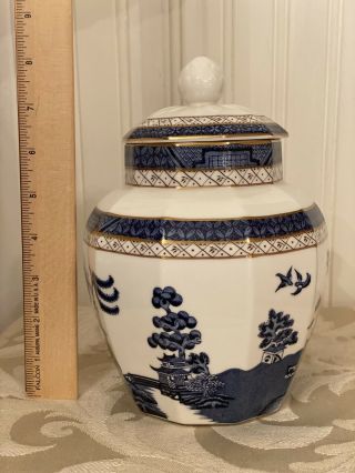 Rare Vintage Royal Doulton Booths Real Old Willow Octagon Ginger Jar 8 1/2 