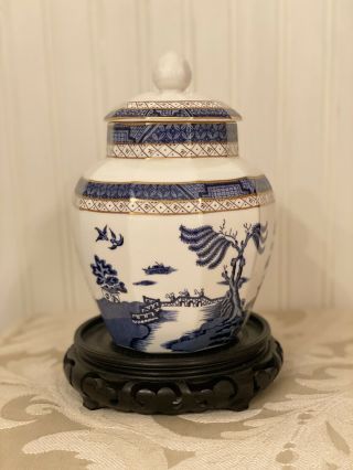 Rare Vintage Royal Doulton Booths Real Old Willow Octagon Ginger Jar 8 1/2 