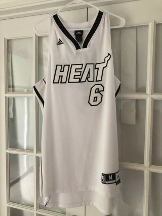 Rare Adidas Nba Miami Heat Lebron James White Hot Basketball Jersey Size M