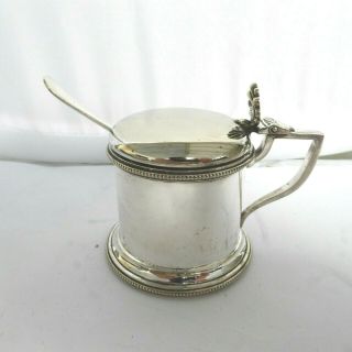 Vintage Silver Plate Large Drum Mustard Pot By Walker And Hall Spoon Mappin Webb