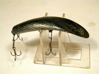Vintage Helin Flatfish U20 Black Silver Scale Crankbait Lure