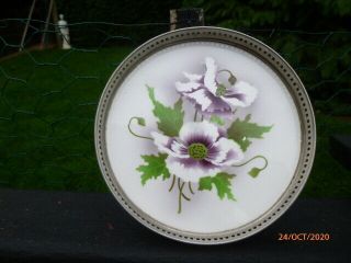 Lovely : Silver Plated : Gallery Tray With China Floral Insert :lovely