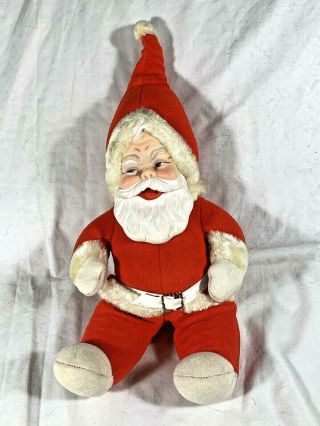 Rare Vintage Rushton Co.  Santa Claus Doll Plush W/ Rubber Face Christmas