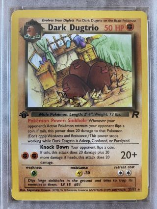 Pokemon 1st Edition Dark Dugtrio 23/82 Team Rocket PSA 10 GEM INVEST 3