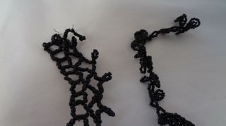 Victorian JET beading on WIRE tiny glass black BEADS Mourning jewelry FLORAL 30 