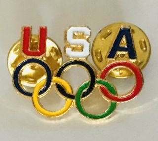 Usa Olympic Games Rings American Team Pin Badge Rare Vintage (k12)