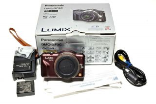 Panasonic Lumix Dmc - Gf3 12.  1mp Digital Camera (body Only) Brown,  Rarely