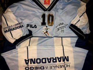 L Vtg Argentina Soccer Jersey Futbol Shirt Boca Juniors Homenaje Maradona Rare L