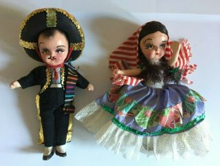 Pair Vintage Mexican Dolls From The 1950 