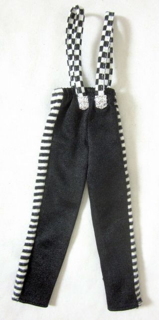 Vintage Barbie Doll Clothes Black And White Checkers Overalls Jumper Jumpsuit